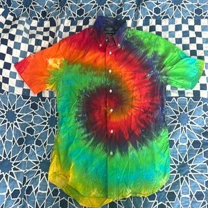 GITMAN BROS. VINTAGE TIE-DYE SHORT SLEEVE BUTTON-DOWN
SIZE S, MADE IN USA.